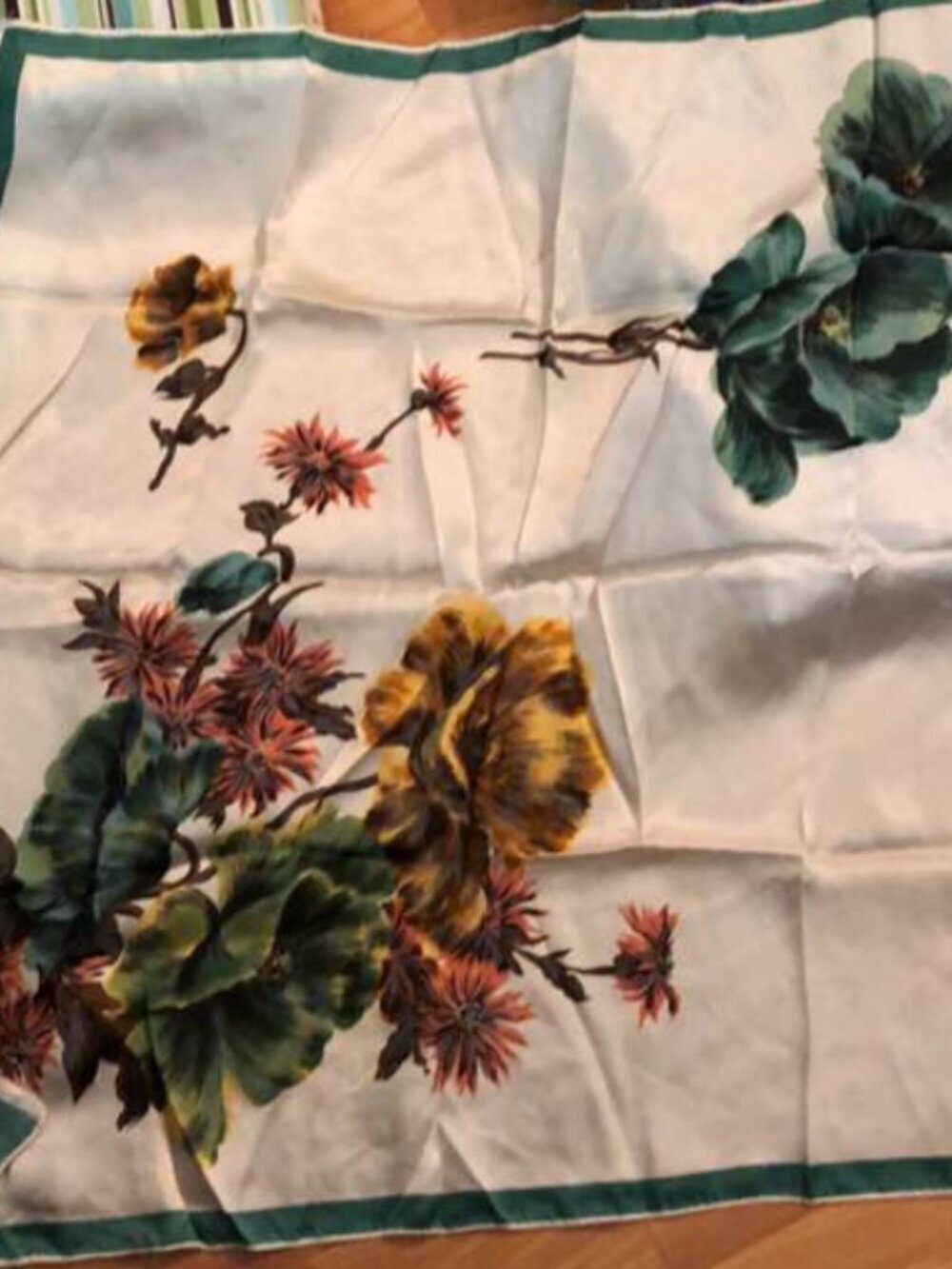 Retro Floral Scarf Green Harvest Gold